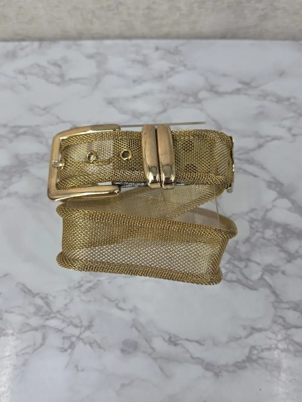 Donna Katz Vintage Gold Tone Metal Mesh Chainmail Belt 80s Glam